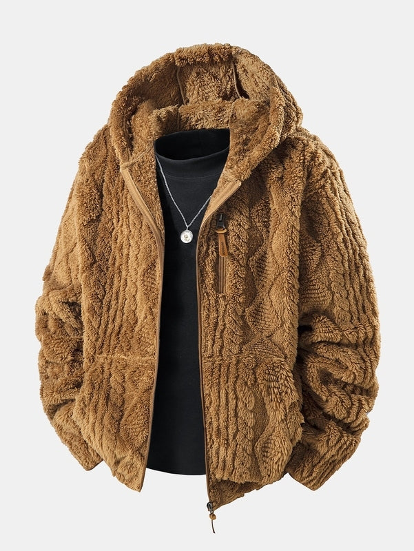 Jacquard Teddy Fleece Jas – Zachte Warme Ritsjas voor Dagelijks Comfort-01