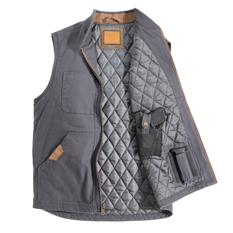 Canvas Draagvest met Gewatteerde Isolatie voor Jagers en Schutters – Duurzaam en Comfortabel met Verborgen Draagzakken 7