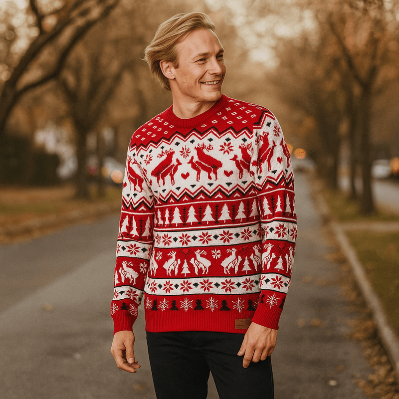 Foute Kersttrui Heren met Parende Rendieren – Zachte Multicolor Trui voor Feestdagen en Casual Gelegenheden 1