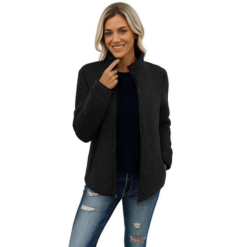 Lange Damesjas met Opstaande Kraag en Volledige Ritssluiting – Geschikt voor Casual en Formele Gelegenheden 5