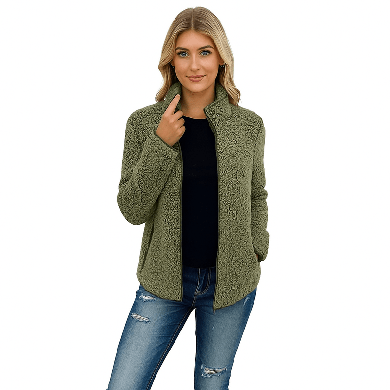 Lange Damesjas met Opstaande Kraag en Volledige Ritssluiting – Geschikt voor Casual en Formele Gelegenheden 2