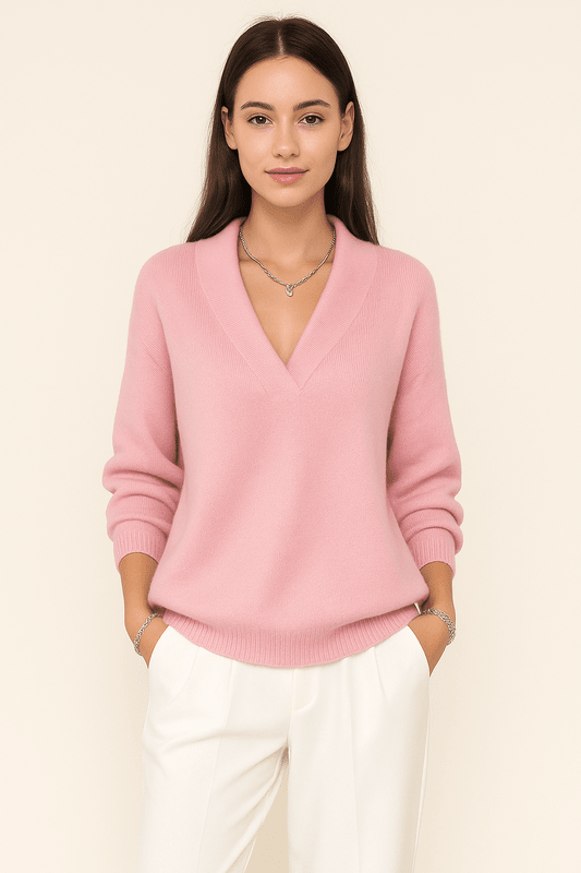 V-hals Trui Dames met Lange Mouwen - Zachte Pluche, Casual Elegantie, Losse Fit, Veelzijdig Design 2