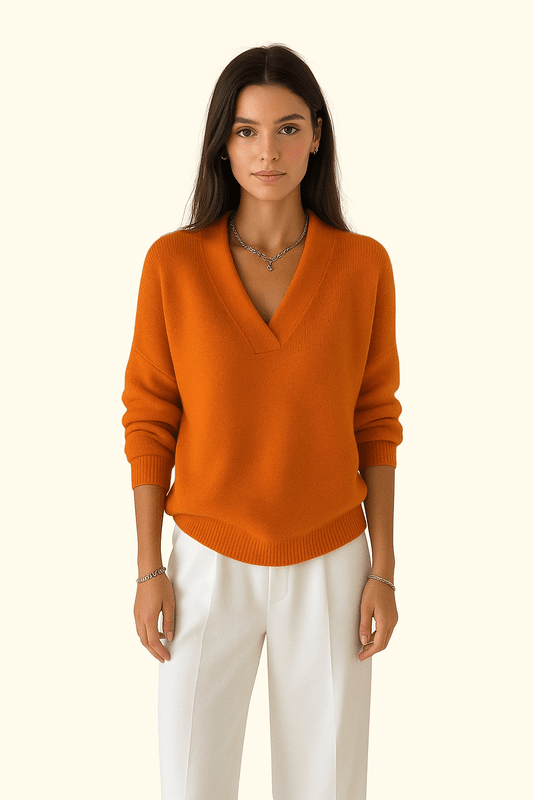 V-hals Trui Dames met Lange Mouwen - Zachte Pluche, Casual Elegantie, Losse Fit, Veelzijdig Design 5