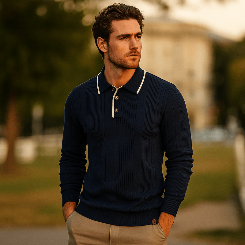 Heren Poloshirt Winter met Lange Mouwen en Polokraag – Comfortabele Regular Fit voor Casual Stijl 1
