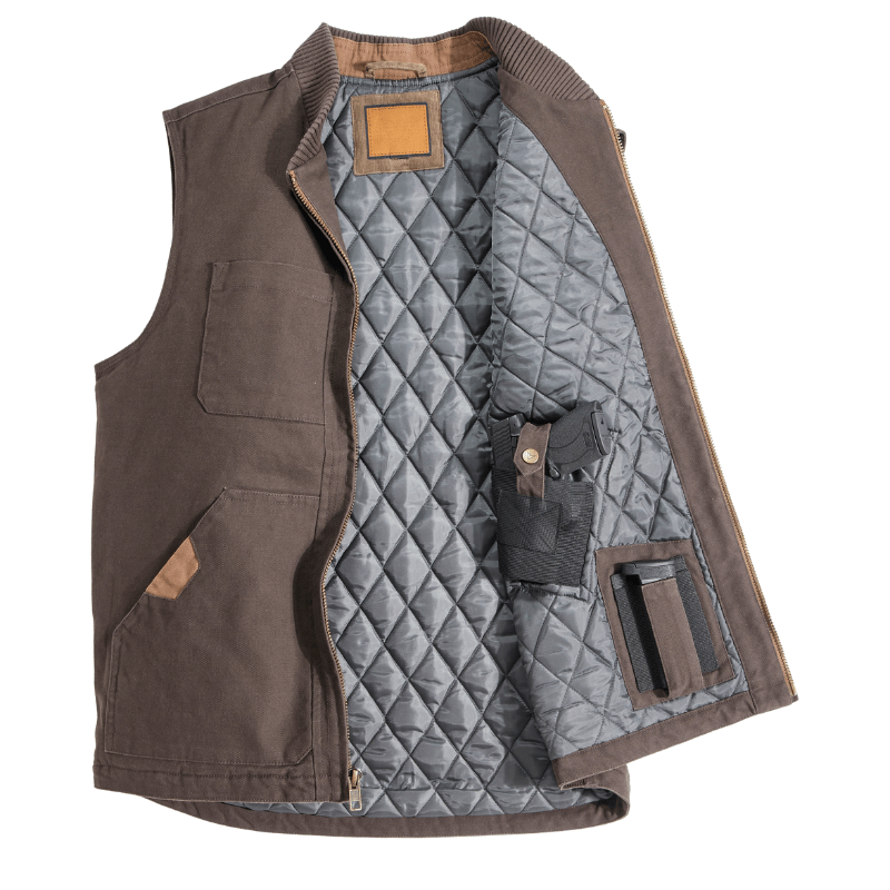 Canvas Draagvest met Gewatteerde Isolatie voor Jagers en Schutters – Duurzaam en Comfortabel met Verborgen Draagzakken 5