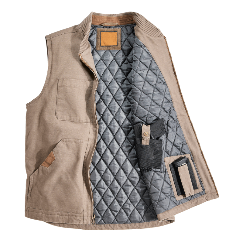 Canvas Draagvest met Gewatteerde Isolatie voor Jagers en Schutters – Duurzaam en Comfortabel met Verborgen Draagzakken 6