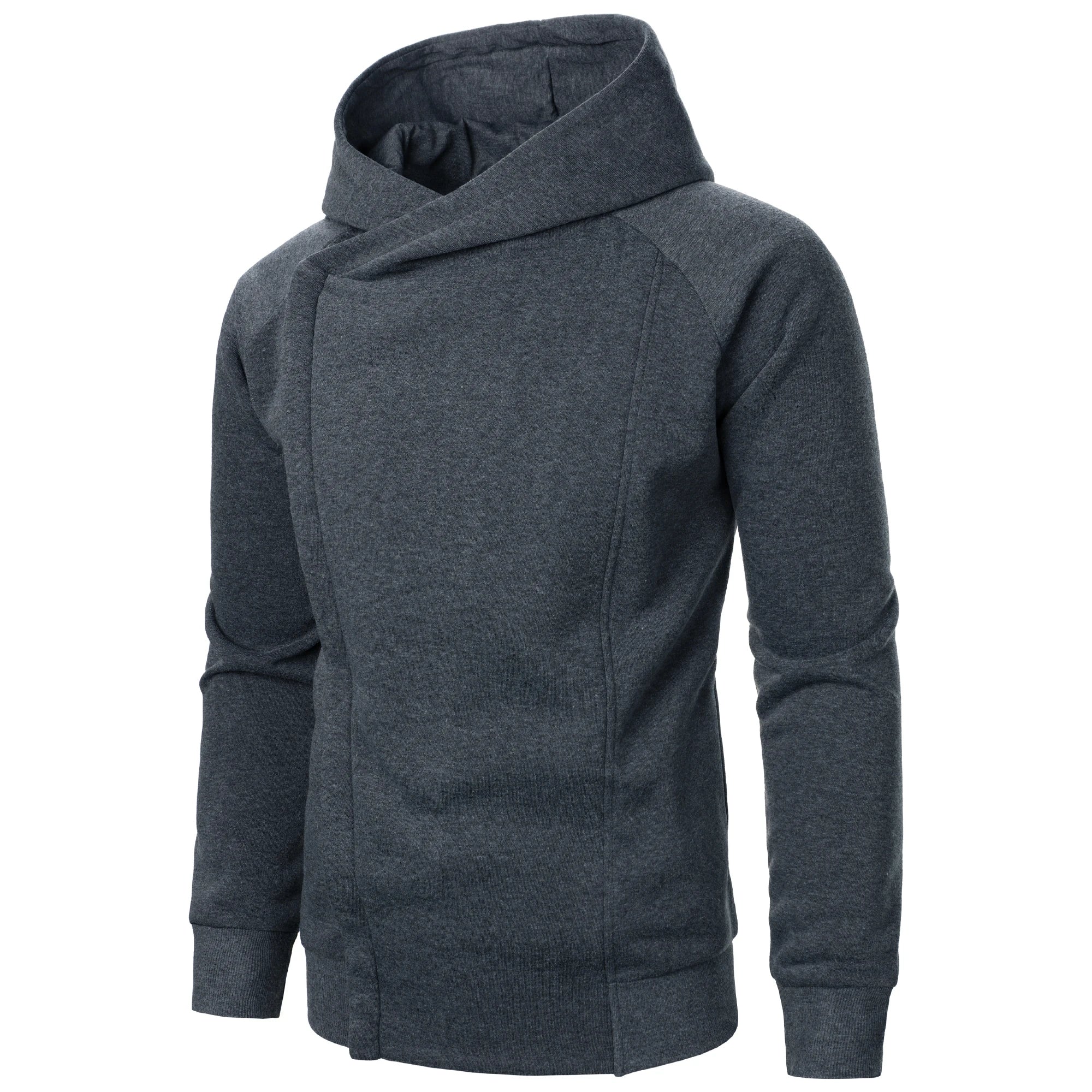 Asymmetrische Hoodie Heren met Gekruiste Capuchon en Verborgen Rits – Katoenmix Fleece voor Stijlvolle Comfort 2