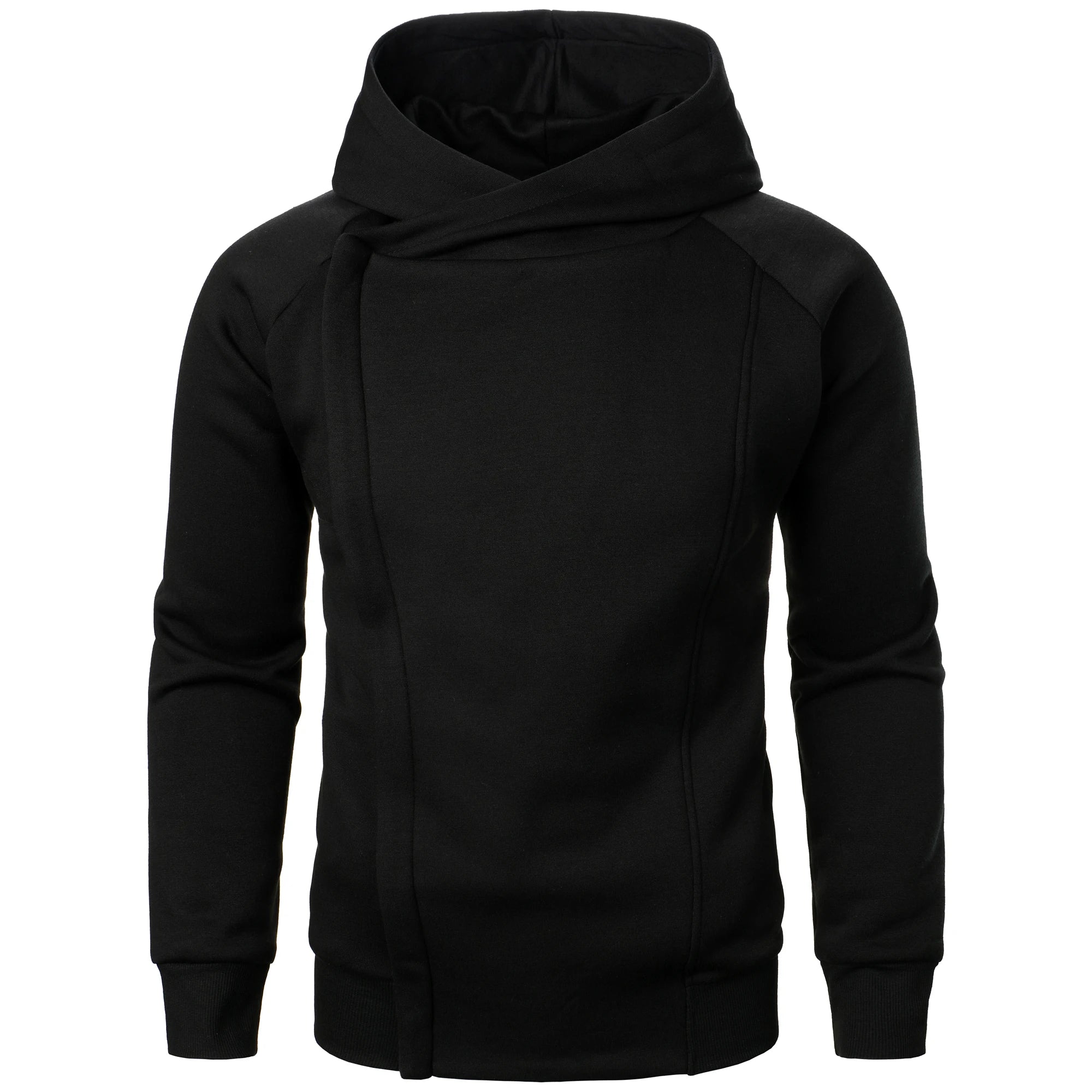 Asymmetrische Hoodie Heren met Gekruiste Capuchon en Verborgen Rits – Katoenmix Fleece voor Stijlvolle Comfort 8