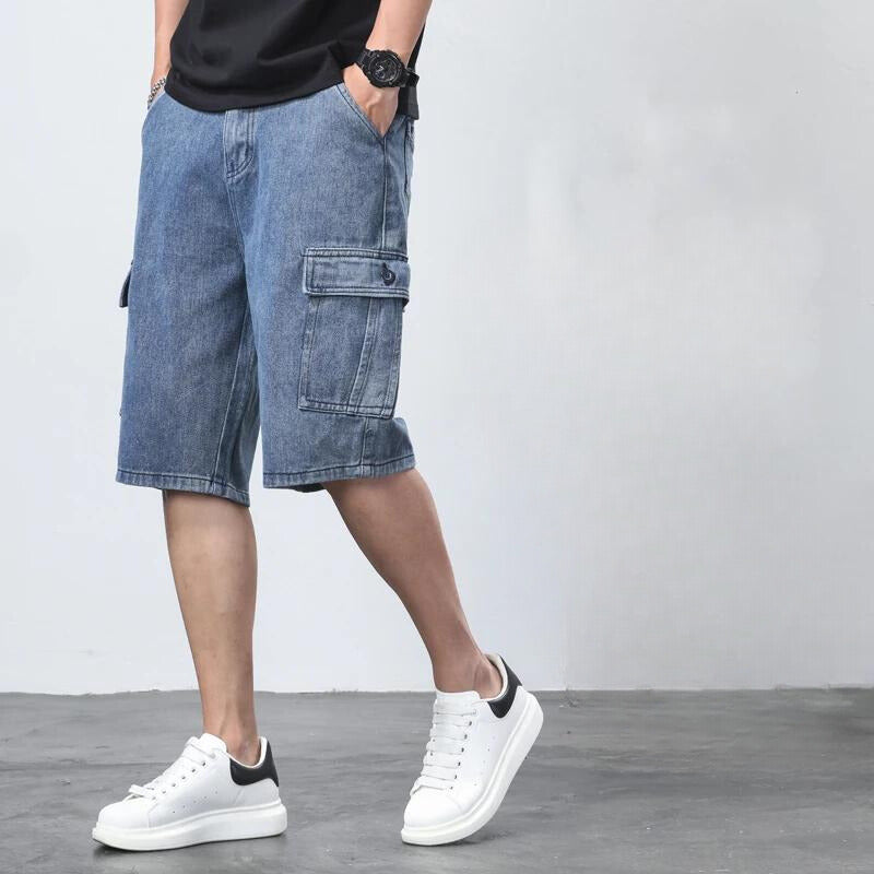 Cargoshorts Heren van Premium Denim in Vintageblauw en Antracietgrijs – Casual Fit voor Dagelijks Gebruik 8