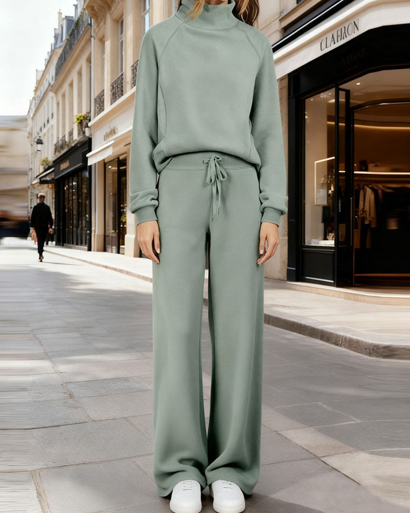 Casual Sweatshirtbroekenset met Coltrui en Elastische Taille – Sportieve Outfit voor Dagelijks Gebruik en Workouts 3