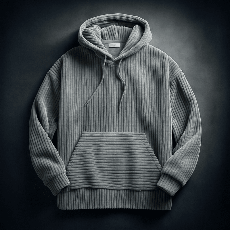 Comfortabele Heren Hoodie van Ademend Corduroy met Ontspannen Pasvorm – Lichtgewicht en Zacht 0