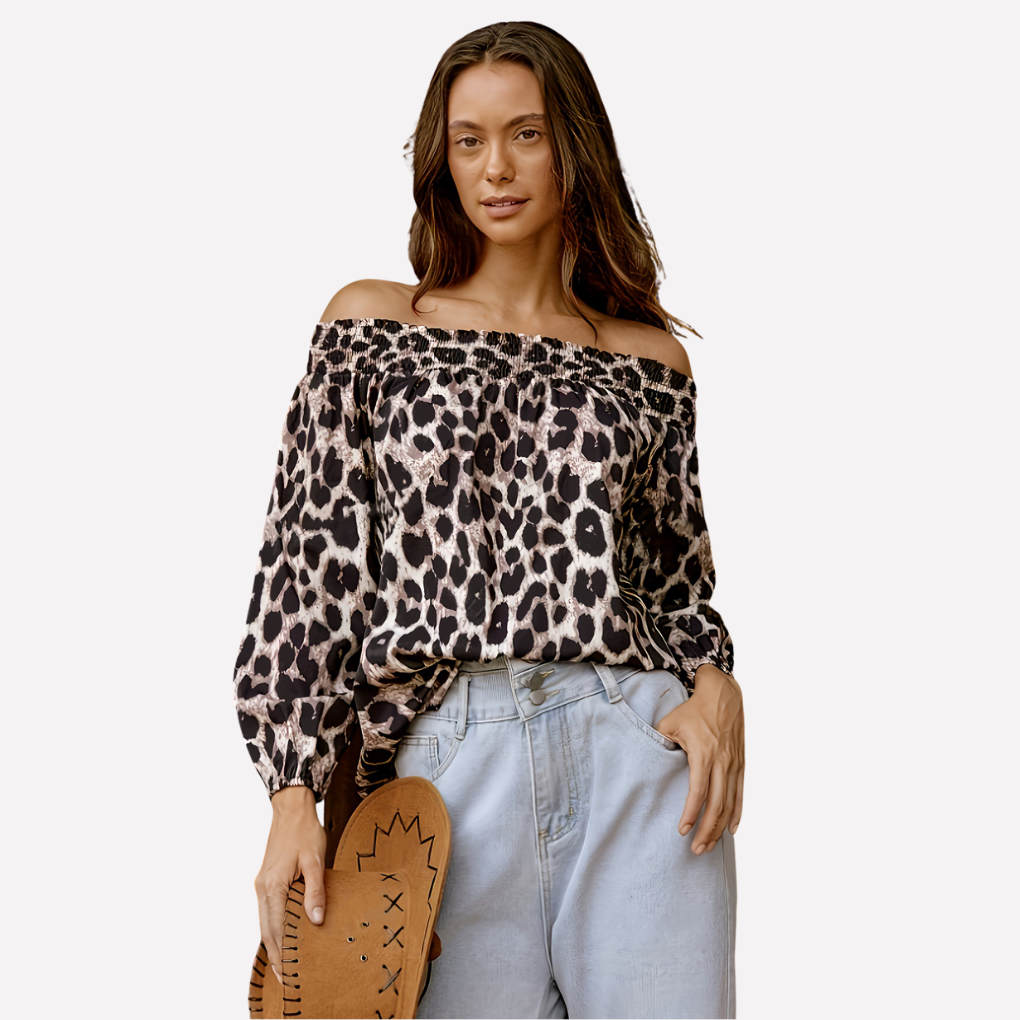 Dames Blouse met Lange Mouwen – Lichtgewicht Leo-print en Stijlvolle Mulletzoom 2