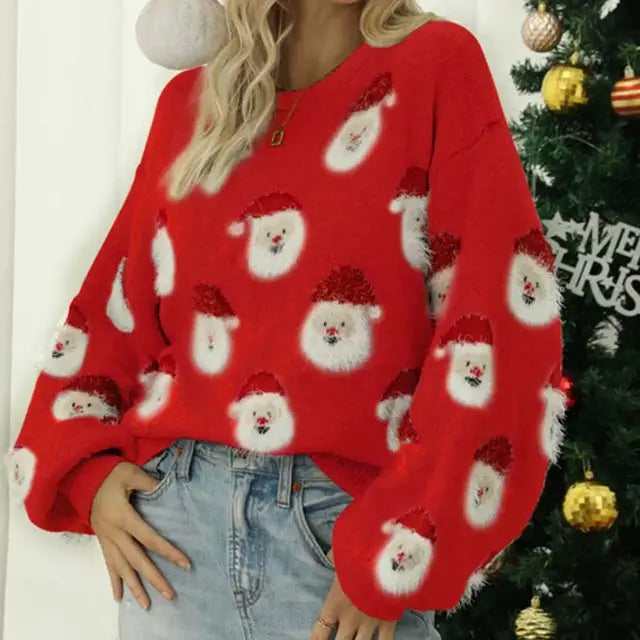 Dames Kersttrui met Speels Kerstmanpatroon – Zacht Gebreid en Comfortabel voor Feestelijke Gelegenheden 4