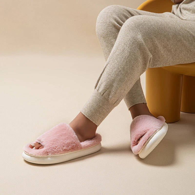 Dames Slippers van Pluche met Open Teen voor Binnen – Comfortabele Pantoffels voor Winter 6