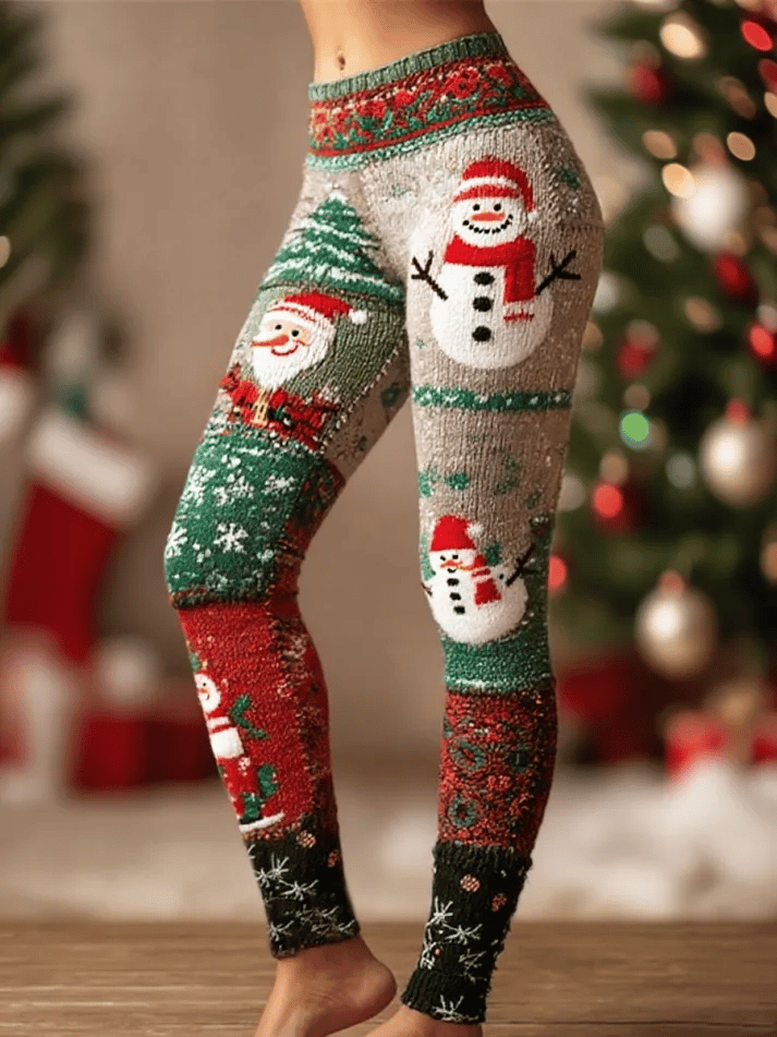 Dameslegging met Kerstmanprint – Comfortabele Stretch Legging voor de Feestdagen 0