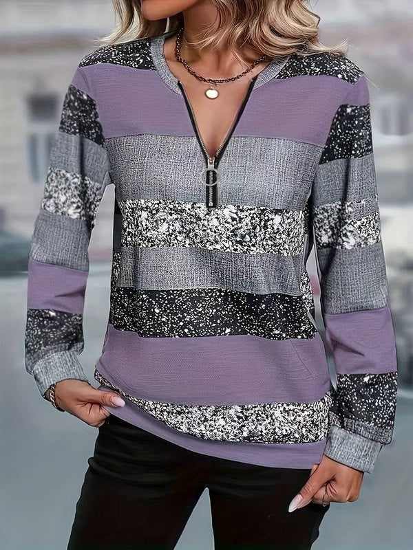 Gestreepte Trui met Ritssluiting voor Dames – Zachte en Comfortabele Pasvorm, Perfect voor Casual Outfits 4