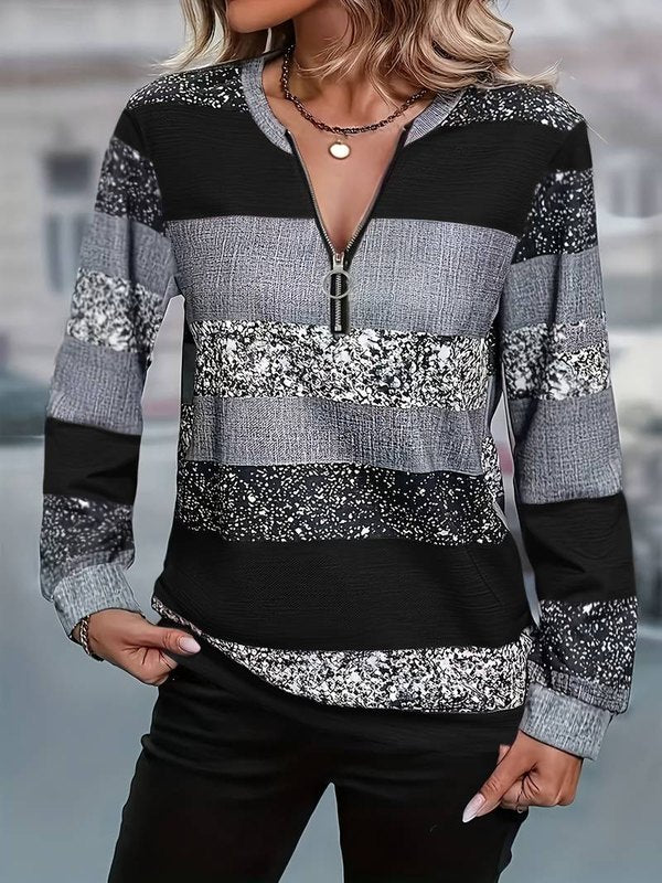 Gestreepte Trui met Ritssluiting voor Dames – Zachte en Comfortabele Pasvorm, Perfect voor Casual Outfits 6