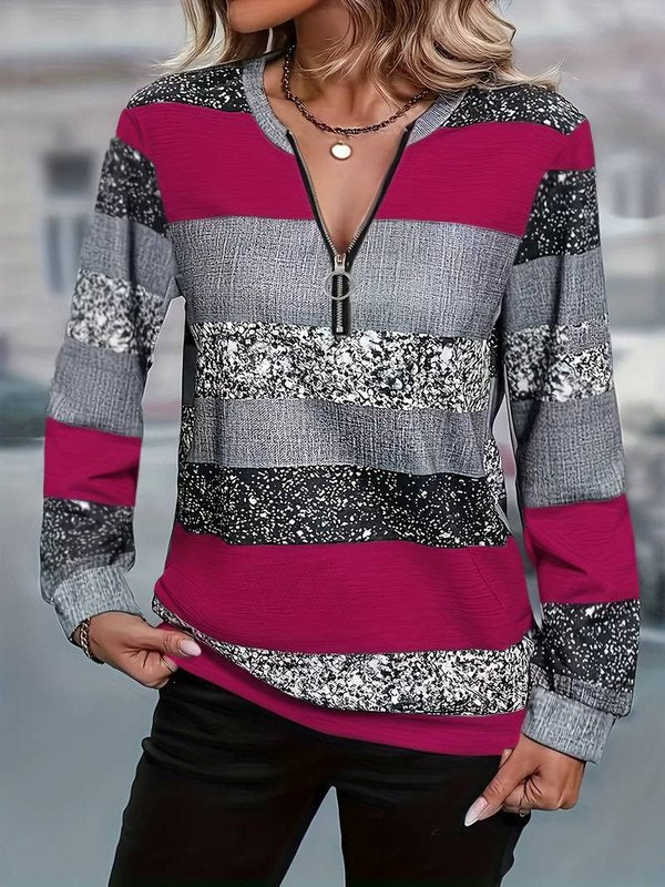 Gestreepte Trui met Ritssluiting voor Dames – Zachte en Comfortabele Pasvorm, Perfect voor Casual Outfits 9