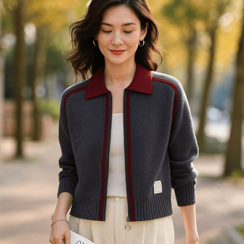 Handgemaakte Kasjmier Trui met Rits voor Dames - Zacht, Ademend en Verfijnd Design 2