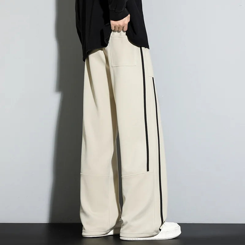 Joggingbroek met Wijde Pijpen voor Dames – Comfortabele Katoenmix met Contrasterende Zijstrepen 1