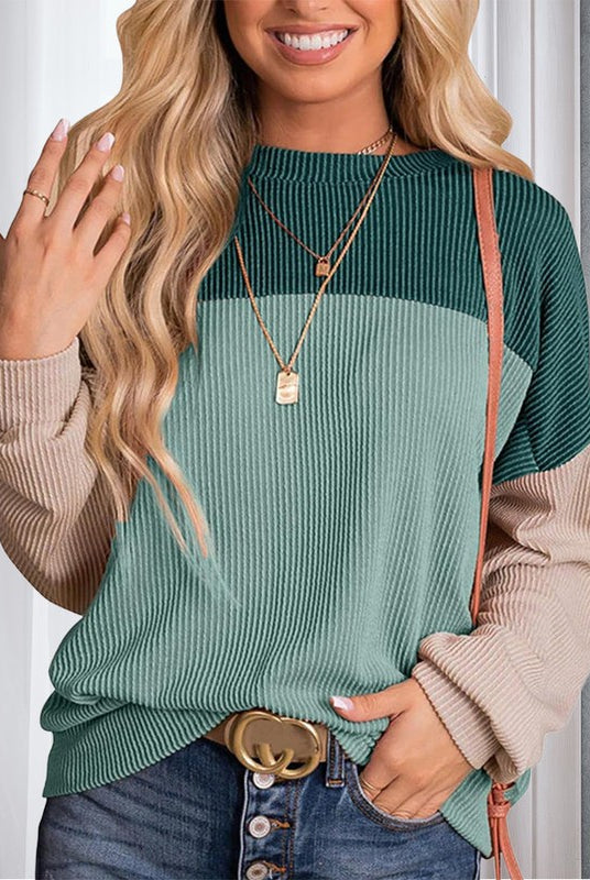 Kleurblok Pullover-Sweatshirt met Ronde Hals voor Herfst en Winter – Zachte Katoenmix, Casual Comfort 2