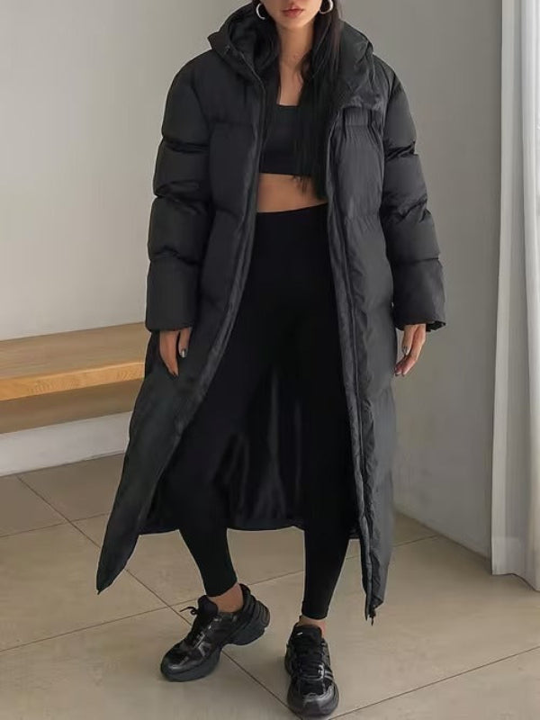 Lange Gewatteerde Jas Dames met Capuchon - Stijlvolle Winterjas voor Casual en Verfijnde Outfits 02