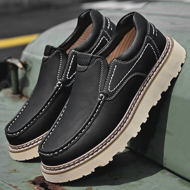 Men’s Premium Leather Loafers – Classic Slip-On Shoes with Cushioned Insole & Non-Slip Sole