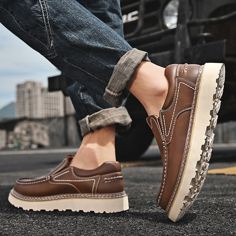 Men’s Premium Leather Loafers – Classic Slip-On Shoes with Cushioned Insole & Non-Slip Sole