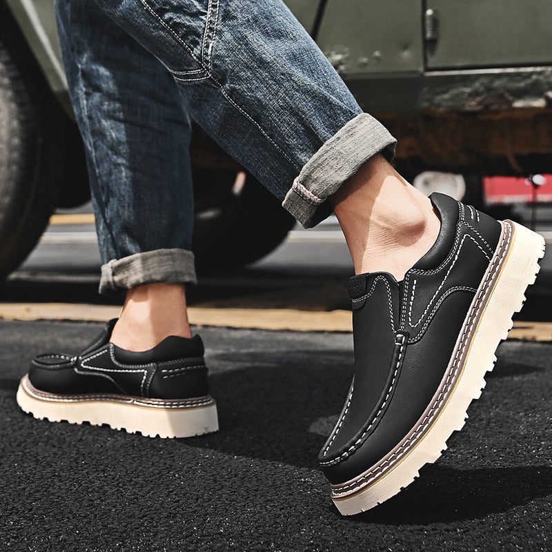 Men’s Premium Leather Loafers – Classic Slip-On Shoes with Cushioned Insole & Non-Slip Sole