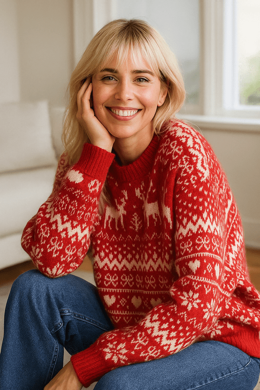 Oversized Dames Kersttrui met Rendieren – Zachte en Comfortabele Feesttrui voor Dames, Perfect voor de Feestdagen 1