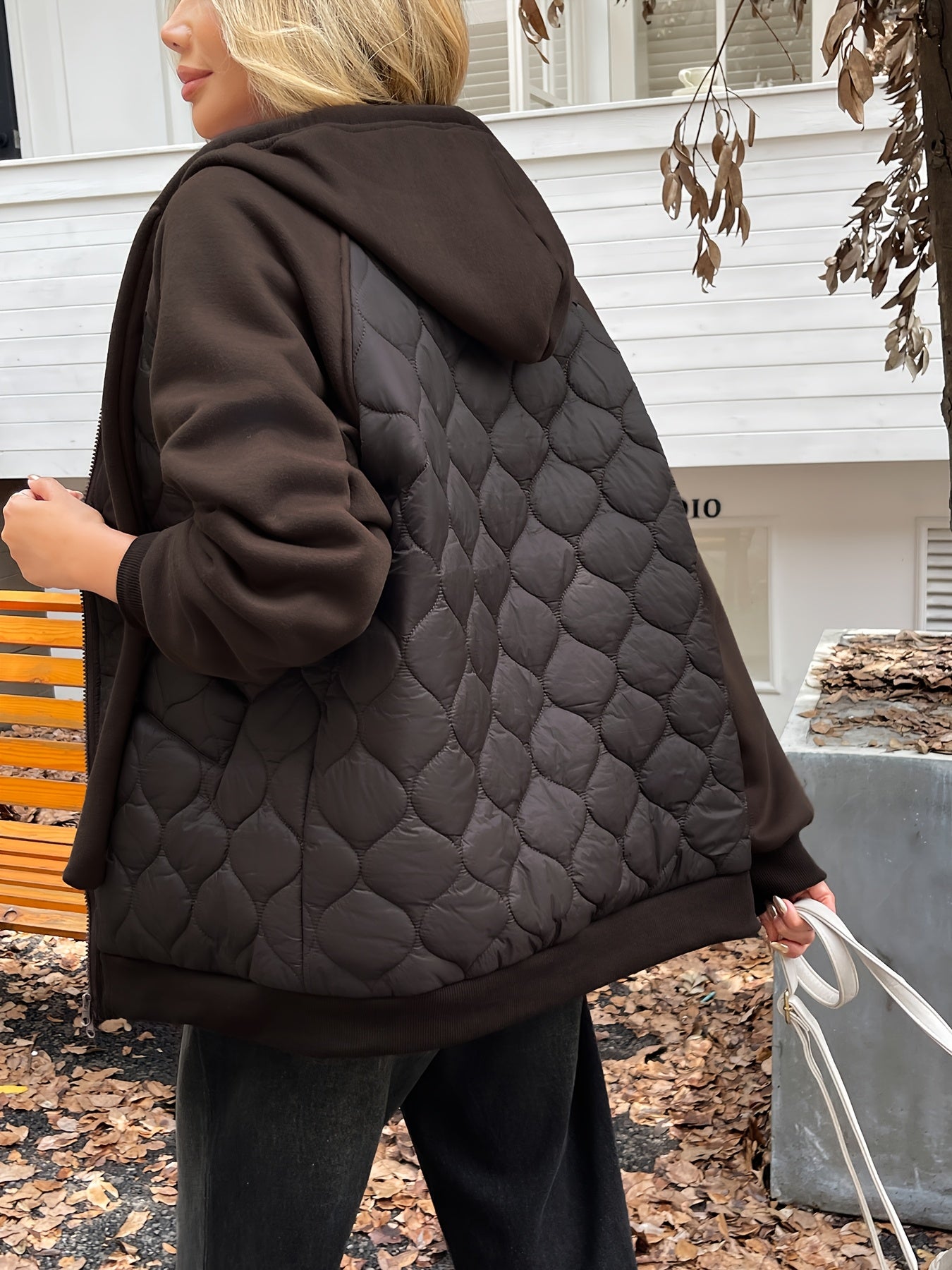 Oversized Gewatteerde Winterjas Dames met Capuchon en Fleece Voering – Trendy en Comfortabel 4