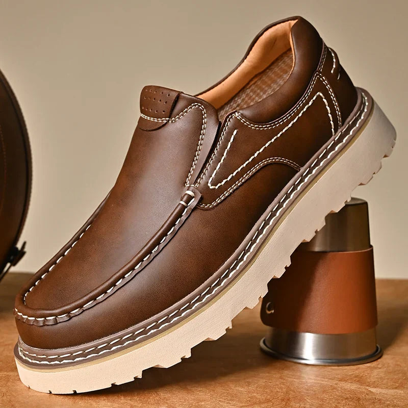 Men’s Premium Leather Loafers – Classic Slip-On Shoes with Cushioned Insole & Non-Slip Sole