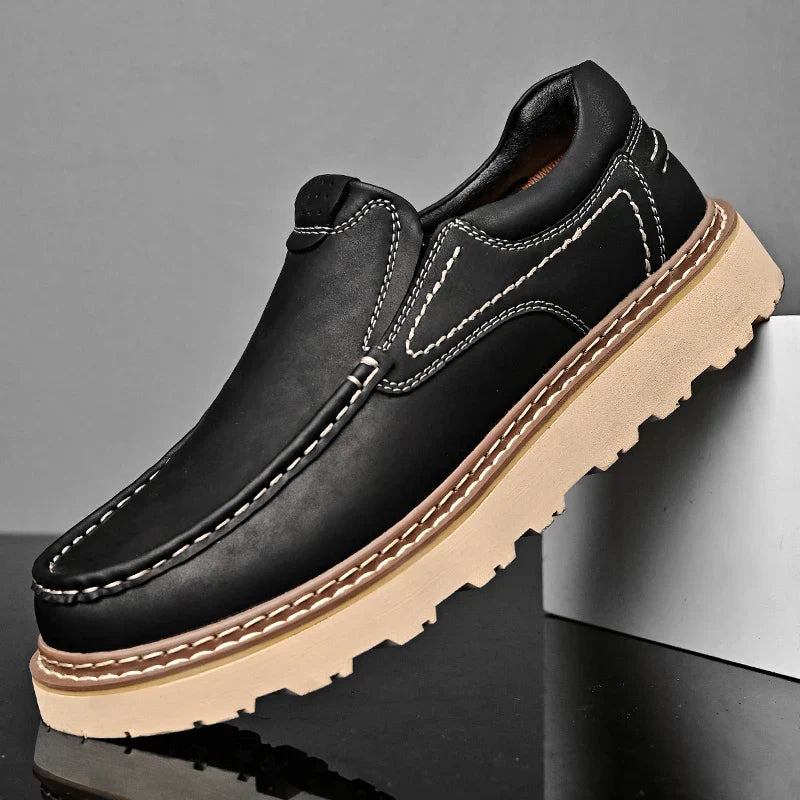 Men’s Premium Leather Loafers – Classic Slip-On Shoes with Cushioned Insole & Non-Slip Sole