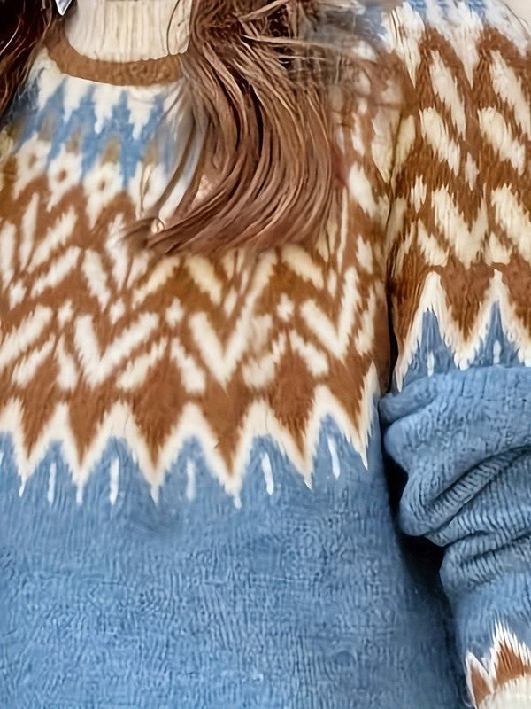 Scandinavische Dames Trui met Hoge Halslijn en Kleurrijk Patroon - Warm en Comfortabel voor Koude Dagen 3