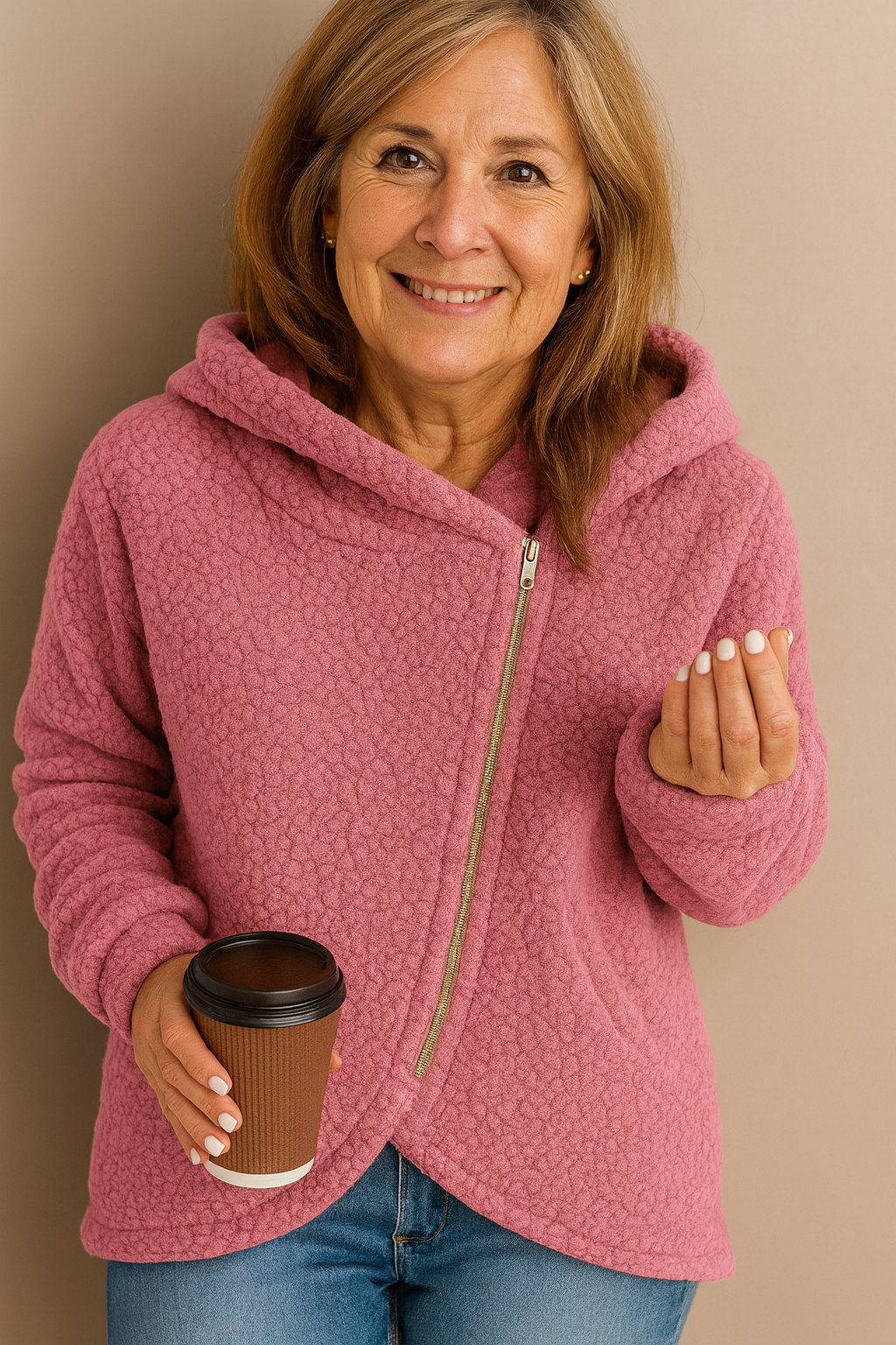 Sherpa Fleece Hoodie met Rits – Zachte Oversized Capuchon, Comfortabele Pasvorm voor Elke Dag 0