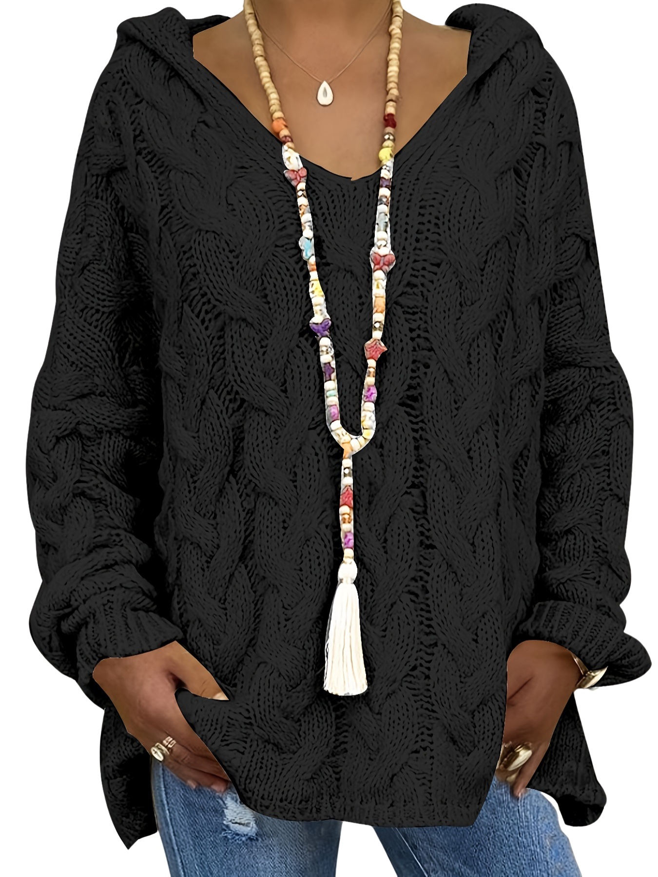 Stijlvolle Casual Trui voor Dames met Kabeltextuur en V-hals – Ideaal voor Koelere Dagen 6