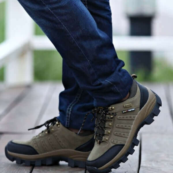 Waterdichte Leren Wandelschoenen – Outdoor Trekking & Werklaarzen in Groen