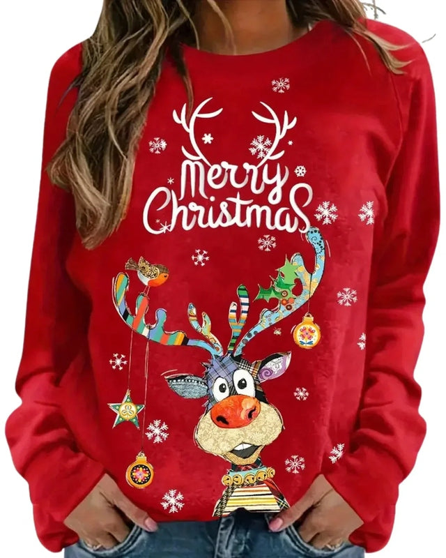 Trendy Dames Kerstsweater met Lange Mouwen in Diverse Kleuren - Casual Dames Truien voor de Feestdagen 1