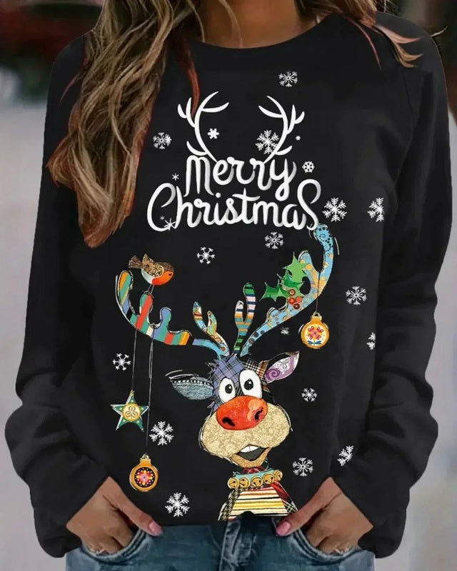 Trendy Dames Kerstsweater met Lange Mouwen in Diverse Kleuren - Casual Dames Truien voor de Feestdagen 2
