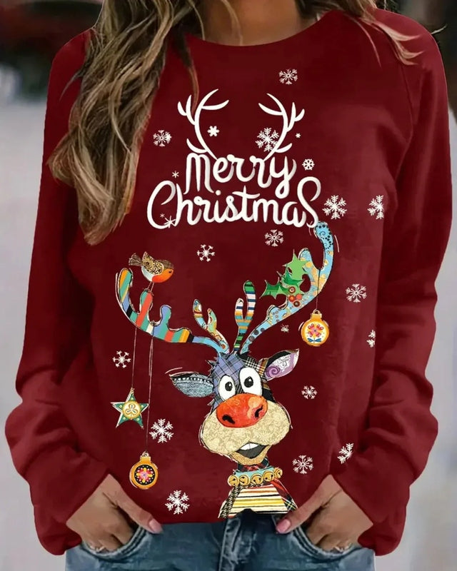 Trendy Dames Kerstsweater met Lange Mouwen in Diverse Kleuren - Casual Dames Truien voor de Feestdagen 4