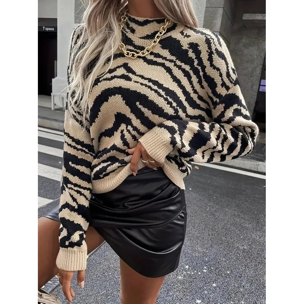 Warme Damestrui met Zebraprint en Opstaande Kraag – Perfect voor de Winter 0