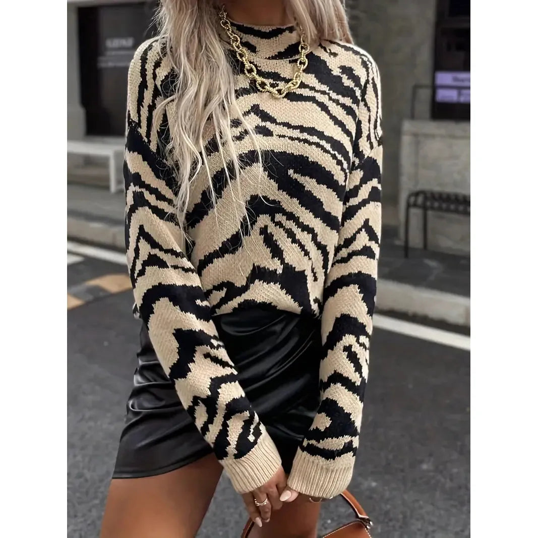 Warme Damestrui met Zebraprint en Opstaande Kraag – Perfect voor de Winter 1