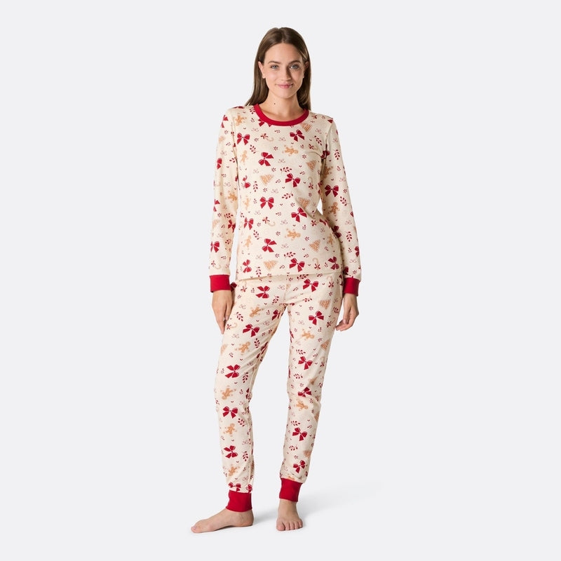 Zachte Peperkoek Kerstpyjama Dames - Katoenmix met Elastaan, Elastische Pasvorm voor Nachtkleding Dames 3