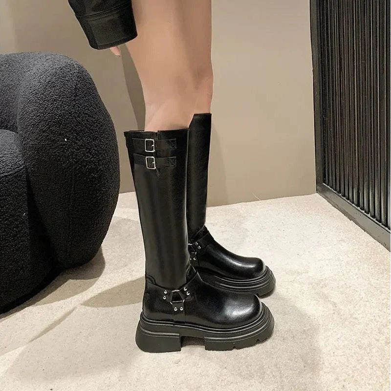 Zwarte Dames Laarzen met Gesp en Blokhak - Winter Enkellaarzen met Middelhoge Schacht voor Comfort en Stijl 5