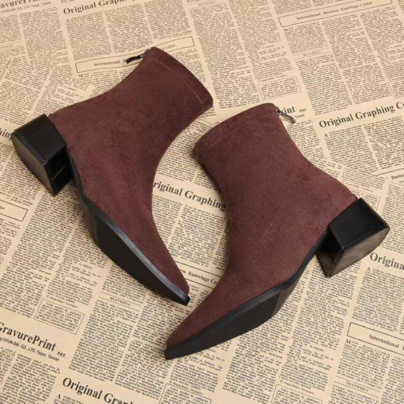 Zwarte Dames Laarzen van Leer met Slank Profiel en Puntige Neus - Elegante Winterlaarzen 8