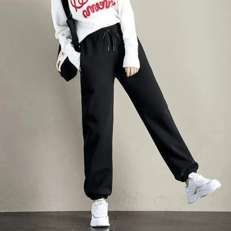 Warme Fleece Joggingbroek Dames– Zwart, Comfortabele Sweatpants voor Herfst en Winter, Perfect voor Binnen en Buiten 2
