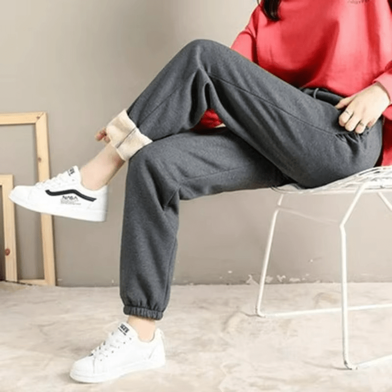 Warme Fleece Joggingbroek Dames– Zwart, Comfortabele Sweatpants voor Herfst en Winter, Perfect voor Binnen en Buiten 1