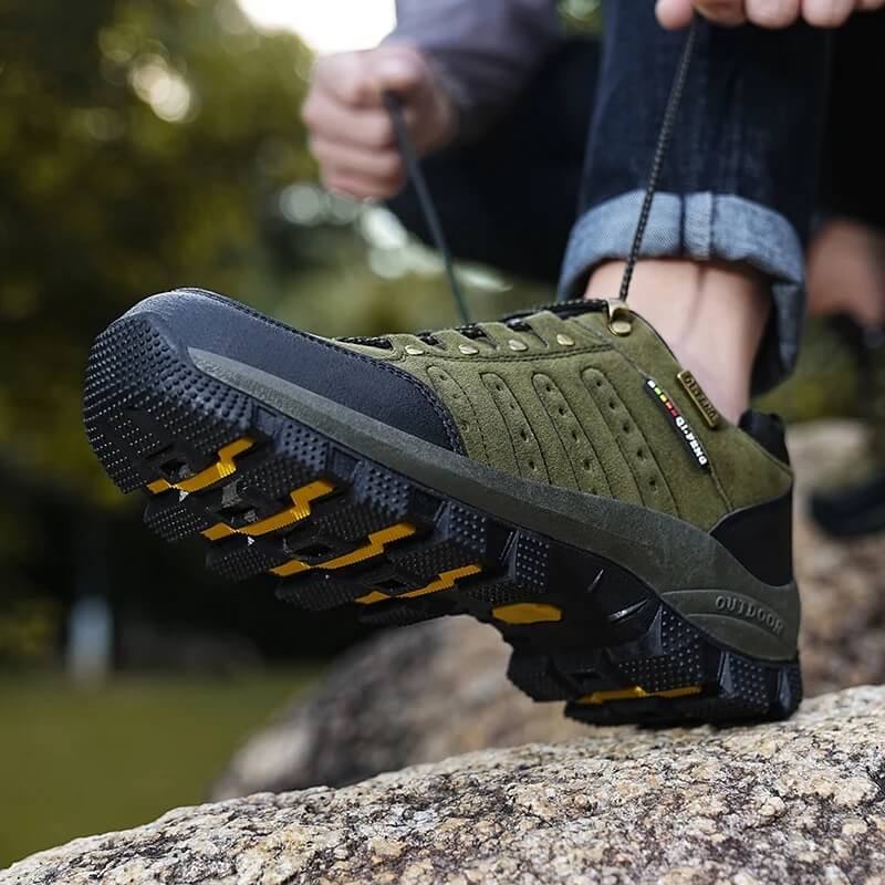 Waterdichte Leren Wandelschoenen – Outdoor Trekking & Werklaarzen in Groen