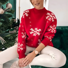 Dames Sneeuwvloktrui met Losse Pasvorm en Ronde Hals – Warm en Comfortabel voor Feestdagen 0