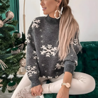 Dames Sneeuwvloktrui met Losse Pasvorm en Ronde Hals – Warm en Comfortabel voor Feestdagen 3